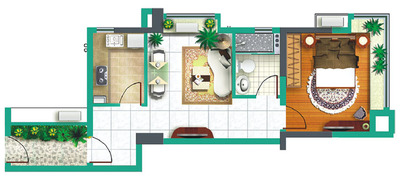 三维户型图之单身公寓